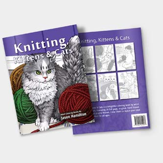 Knitting Kittens Cats Coloring Book